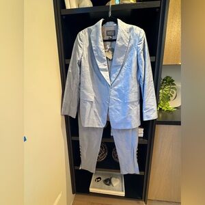 Women’s Lafayette 148 New York Cornflower / Crystal Blue Silk Suit Size 8